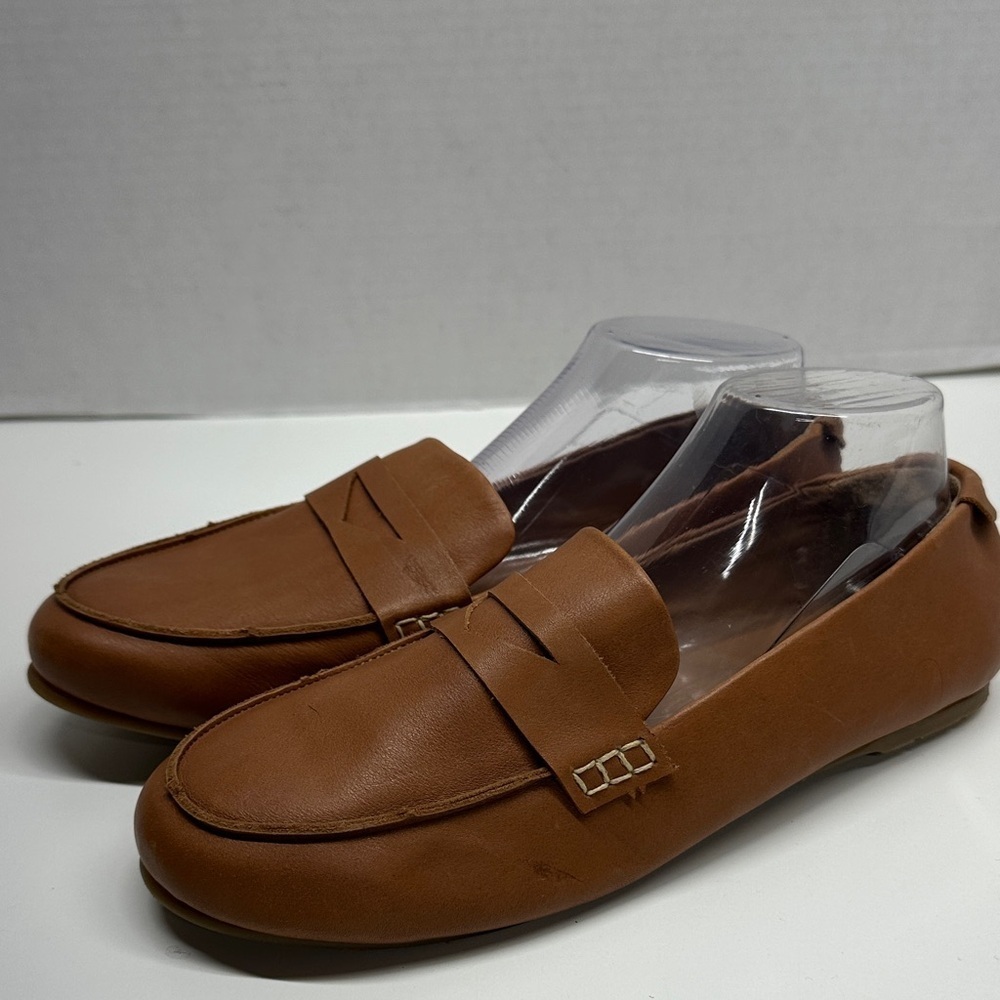 Beek Moorhen Leather Penny Loafers Slip On Shoes Honey Brown Womens Size 9.5